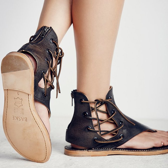 Damen Sommer Sandalen Reißverschluss Flache Lässig Shoes